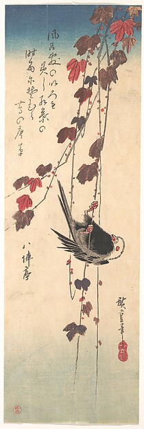 Utagawa Hiroshige, Long-tailed Tit on Autumn Ivy