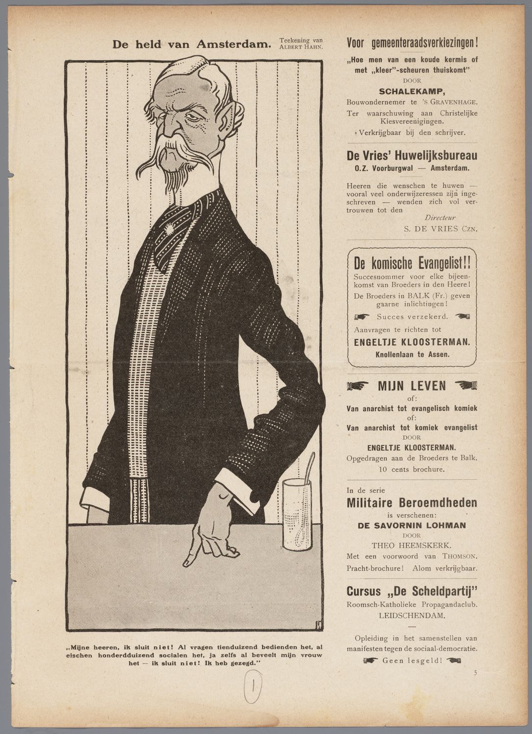 Hahn, Albert,draughtsman., De held van Amsterdam