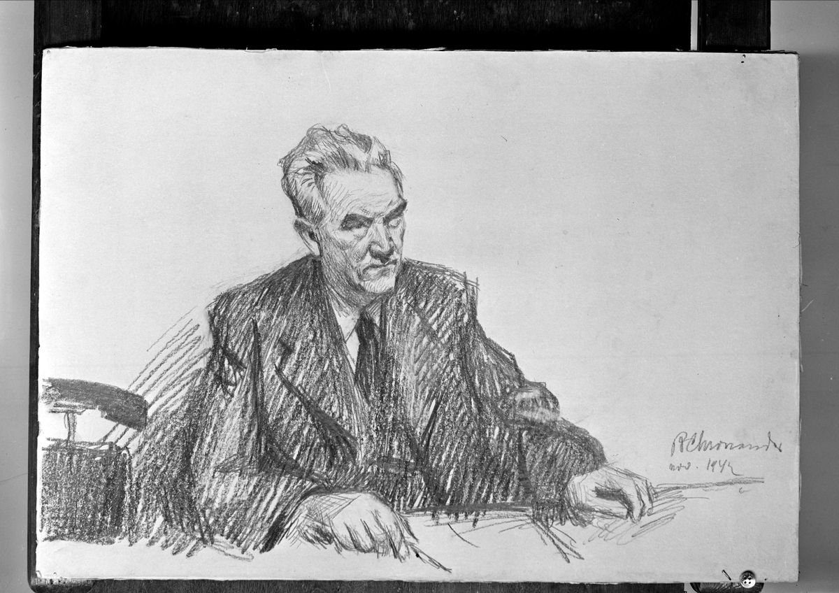 Gunnar Sundgren, Teckning signerad B Chronander - sannolikt byggmästaren Anders Diös, Uppsala november 1942