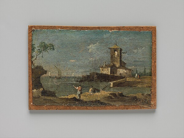 Francesco Guardi, Capriccio with a Square Tower and Two Houses