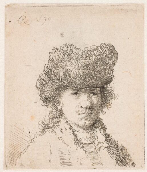 Rembrandt van Rijn, Selvportræt med pelshue. Lille plade