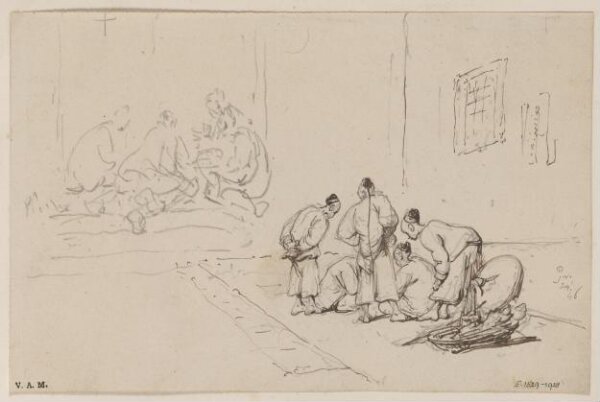 George Chinnery, Two drawings of groups of Chinese figures
