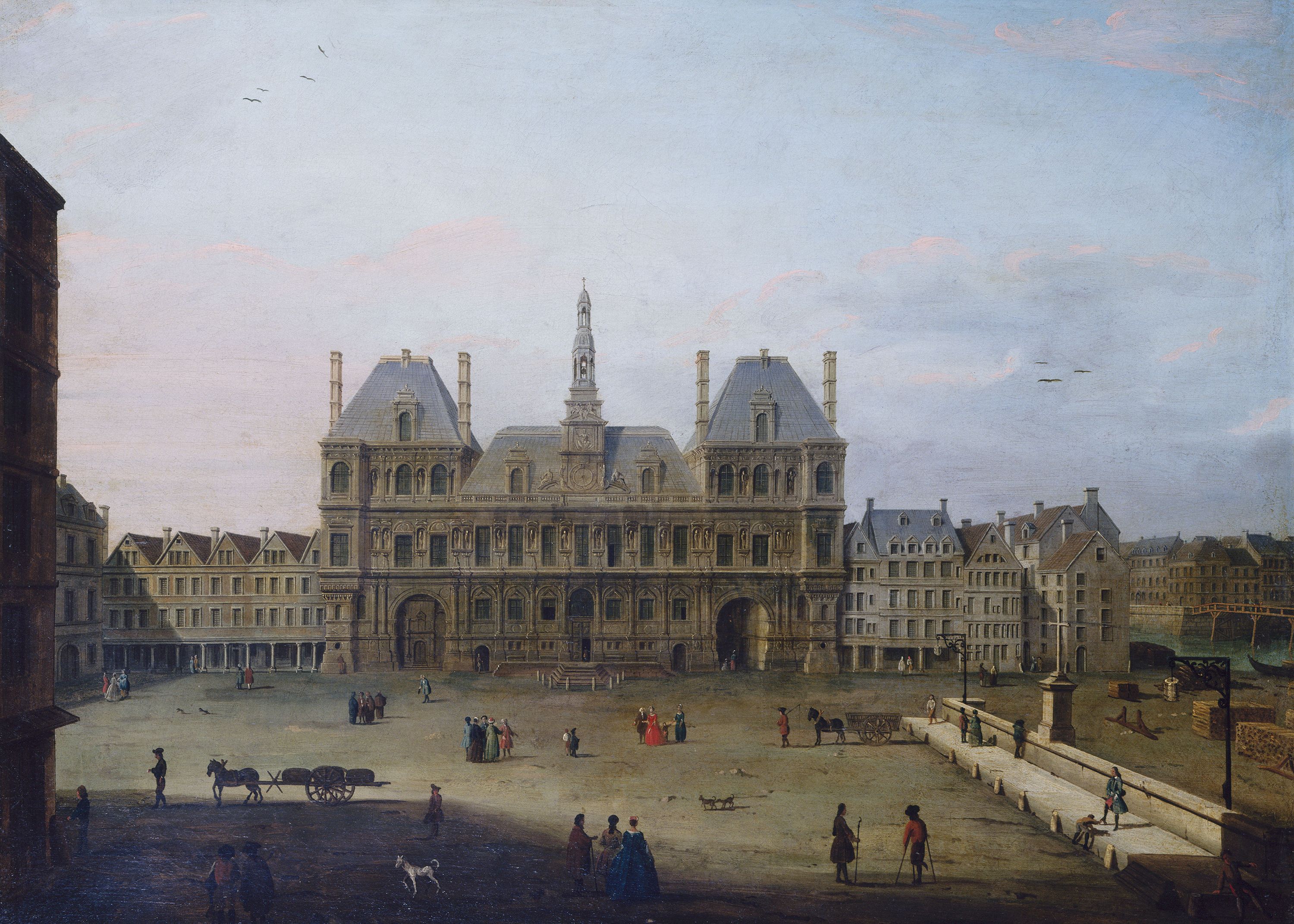 Anonyme, L'Hôtel de Ville et la place de Grève, vers 1720
