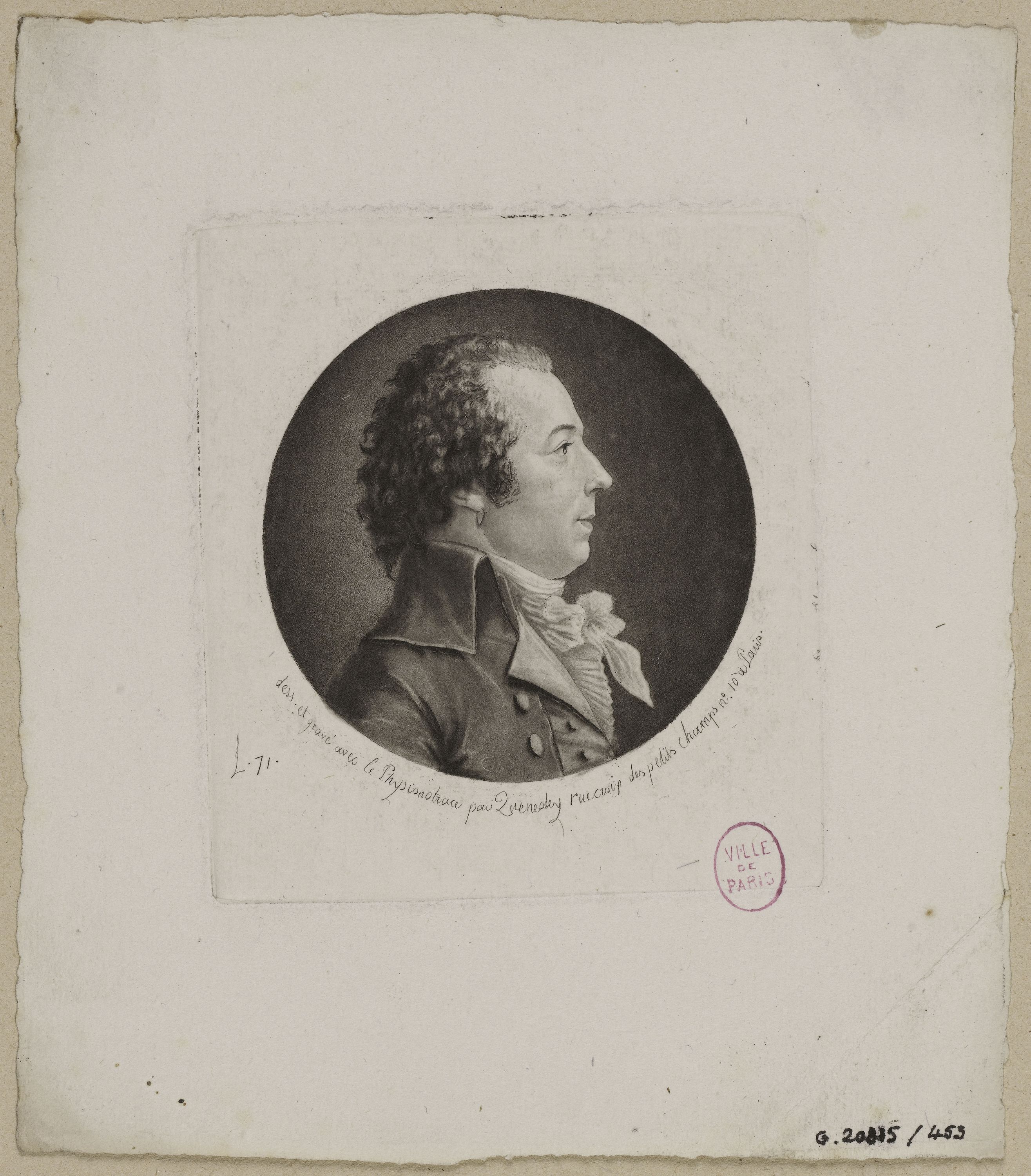 Edmé Quenedey, Portrait d'un homme, fin XVIIIème siècle/début XIXème siècle