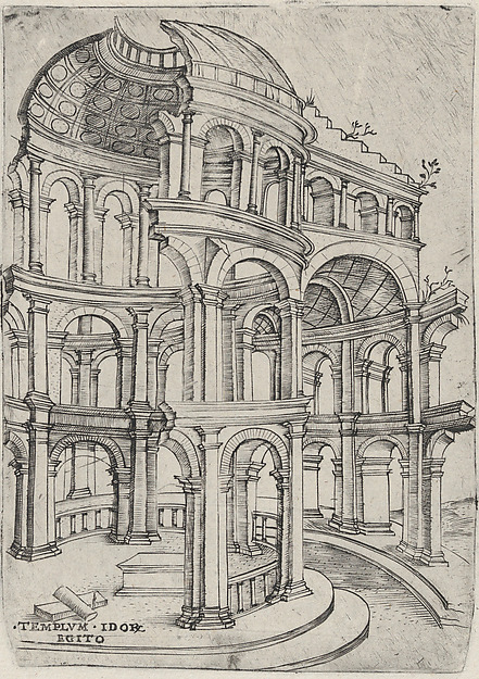Anonymous, Italian, 16th century, Templum Idor Egito, from a series depicting (reconstructed) buildings from Roman antiquity
