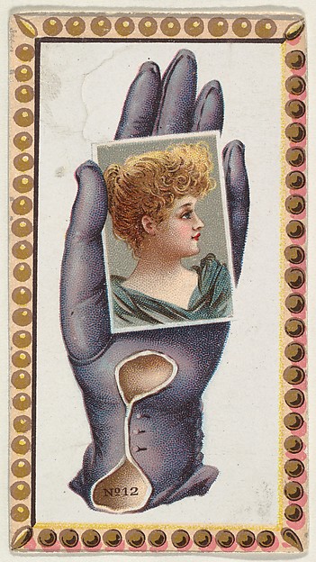 Allen & Ginter, Card Number 12, cut-out from banner advertising the Opera Gloves series (G29) for Allen & Ginter Cigarettes
