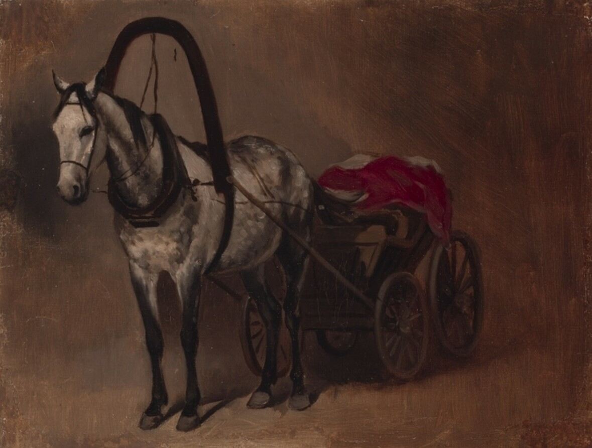 Unknown artist, Arklys su vežimu