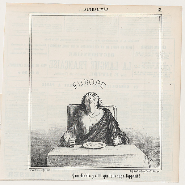 Honoré Daumier, What the hell can destroy her appetite?, from "News of the day"