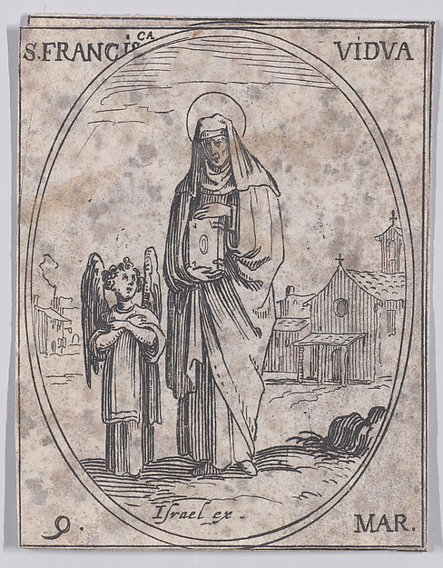 Jacques Callot, Ste. Francoise, veuve (St. Frances of Rome, Widow), March 9th, from "Les Images De Tous Les Saincts et Saintes de L'Année" (Images of All of the Saints and Religious Events of the Year)