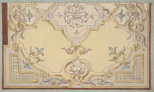 Jules-Edmond-Charles Lachaise, Partial design for the decoration of a ceiling with scrolls and swags of fruit