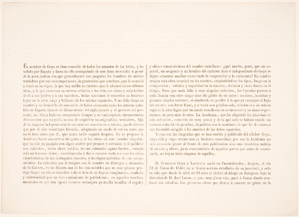 Francisco de Goya, Forord til "Los Desastres de la Guerra", 1863-udgaven