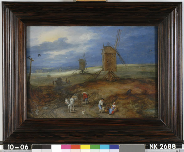 Jan Brueghel the Elder, Landscape with Mill and Travelers