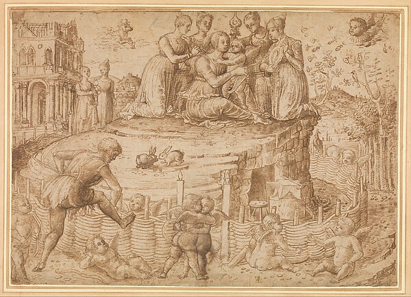 Giovanni Bellini, Vulcan Building a Fence Around the Mount of Venus
