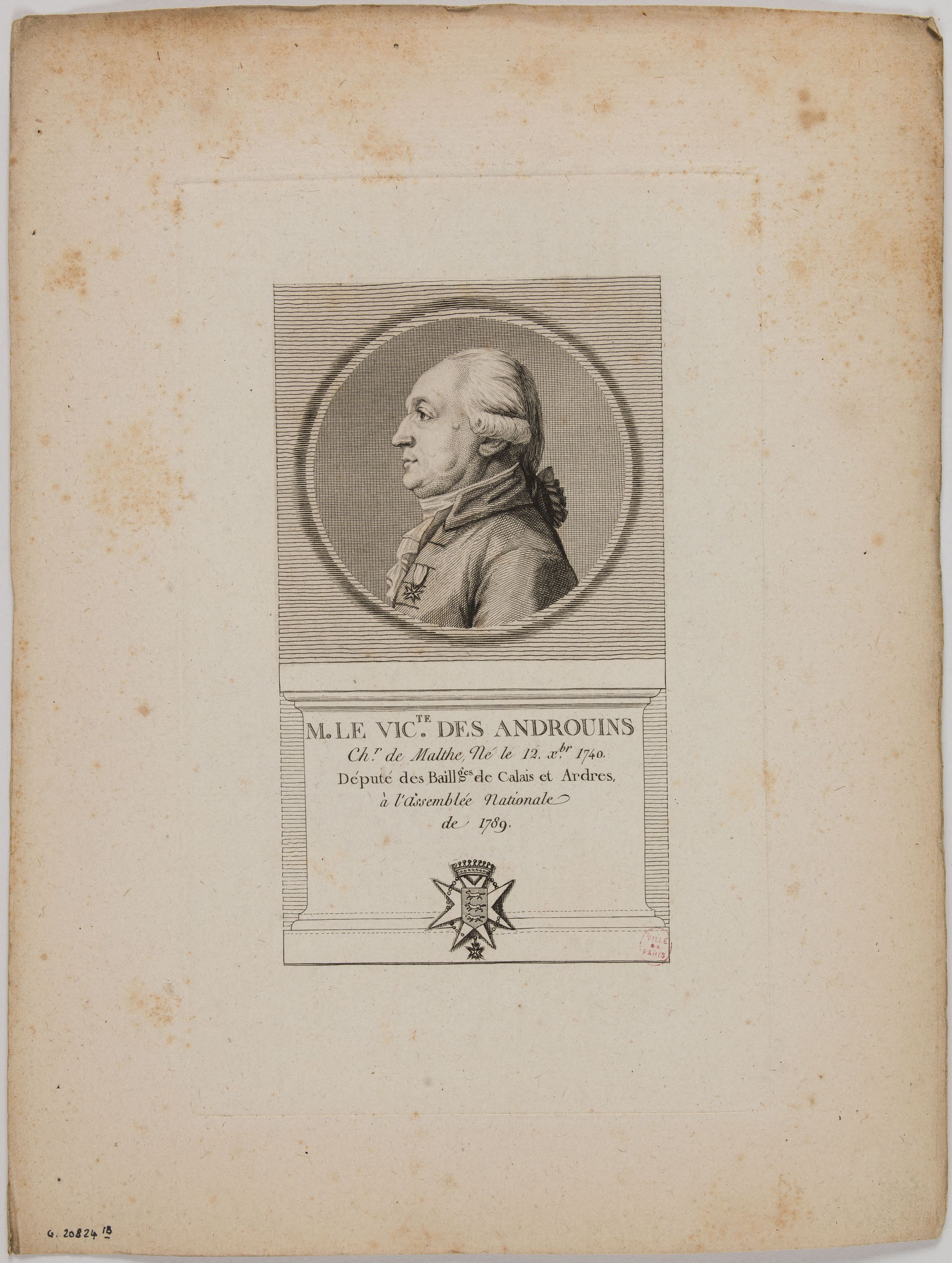 Anonyme, Portrait de M. le Vic.te des Androuins