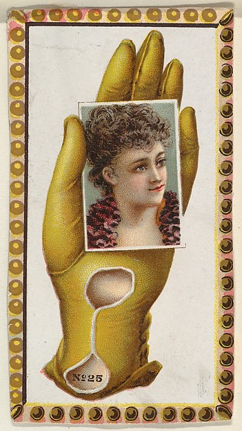 Allen & Ginter, Card Number 25, cut-out from banner advertising the Opera Gloves series (G29) for Allen & Ginter Cigarettes