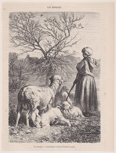 Charles Jacque, Une Bergère, from "Le Magasin Pittoresque"
