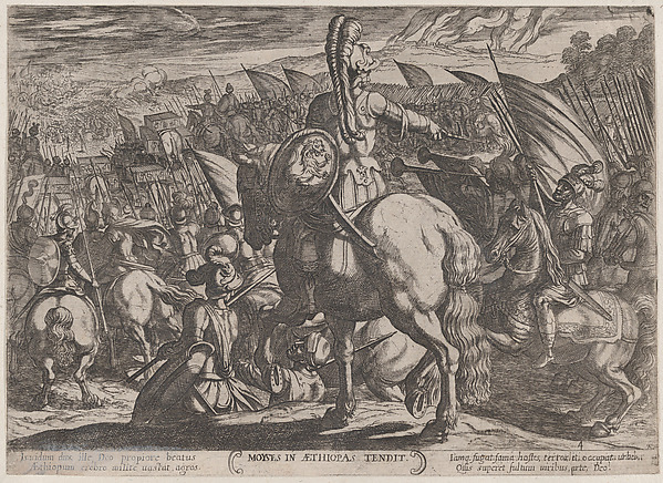 Antonio Tempesta, Plate 4: Moses Ordering the Israelites to Attack the Ethiopians, from "The Battles of the Old Testament"