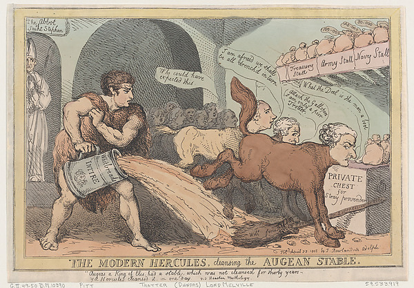 Thomas Rowlandson, The Modern Hercules, Cleansing the Augean Stable