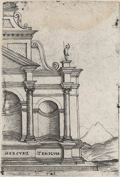 Anonymous, Italian, 16th century, Mercurii Templum, from a series depicting (reconstructed) buildings from Roman antiquity