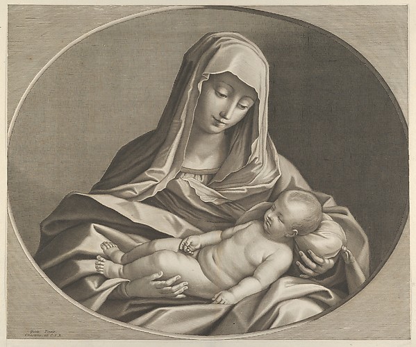 Anonymous, The Virgin holding the sleeping infant Christ on her lap, after Reni