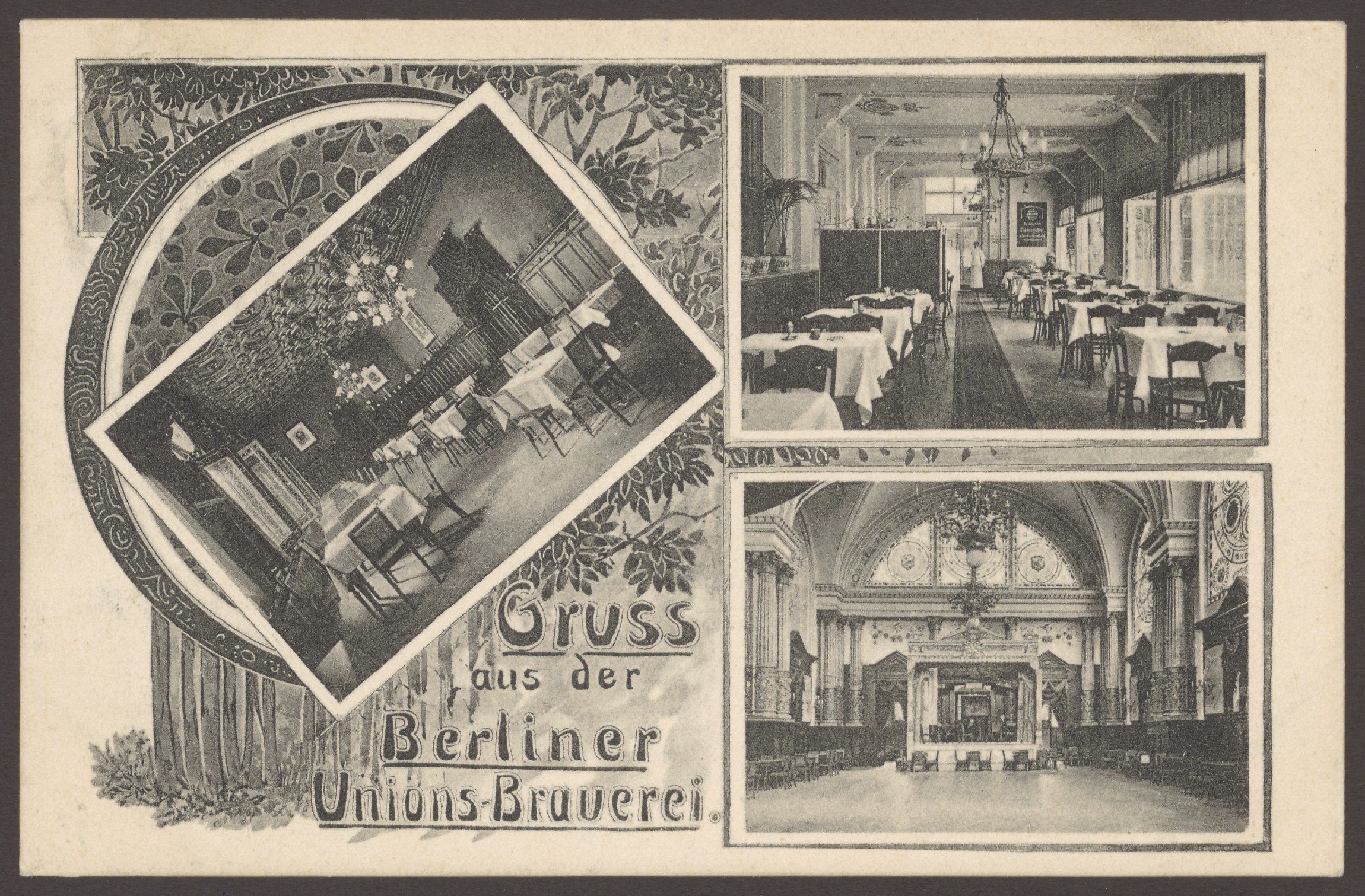 Kunstverlag Paul Kaufmann, Ansichtskarte Innenräume der Berliner-Unionsbrauerei, Hasenheide