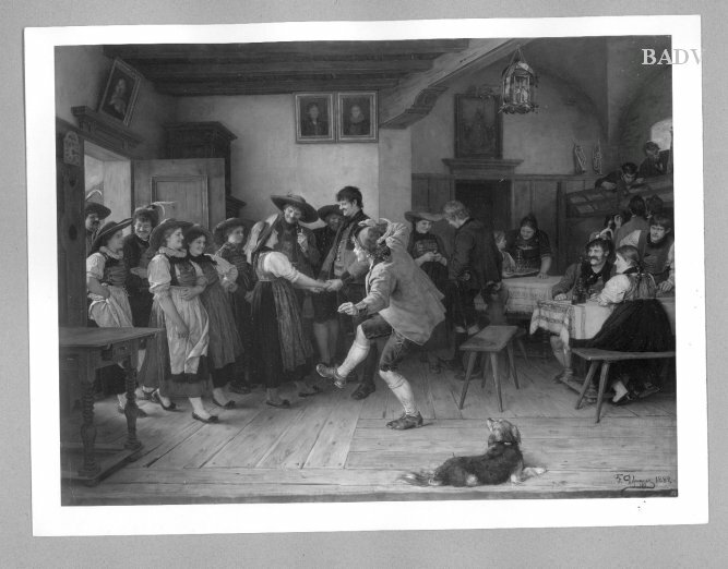 Franz Defregger, merry society of young peasants in an inn
