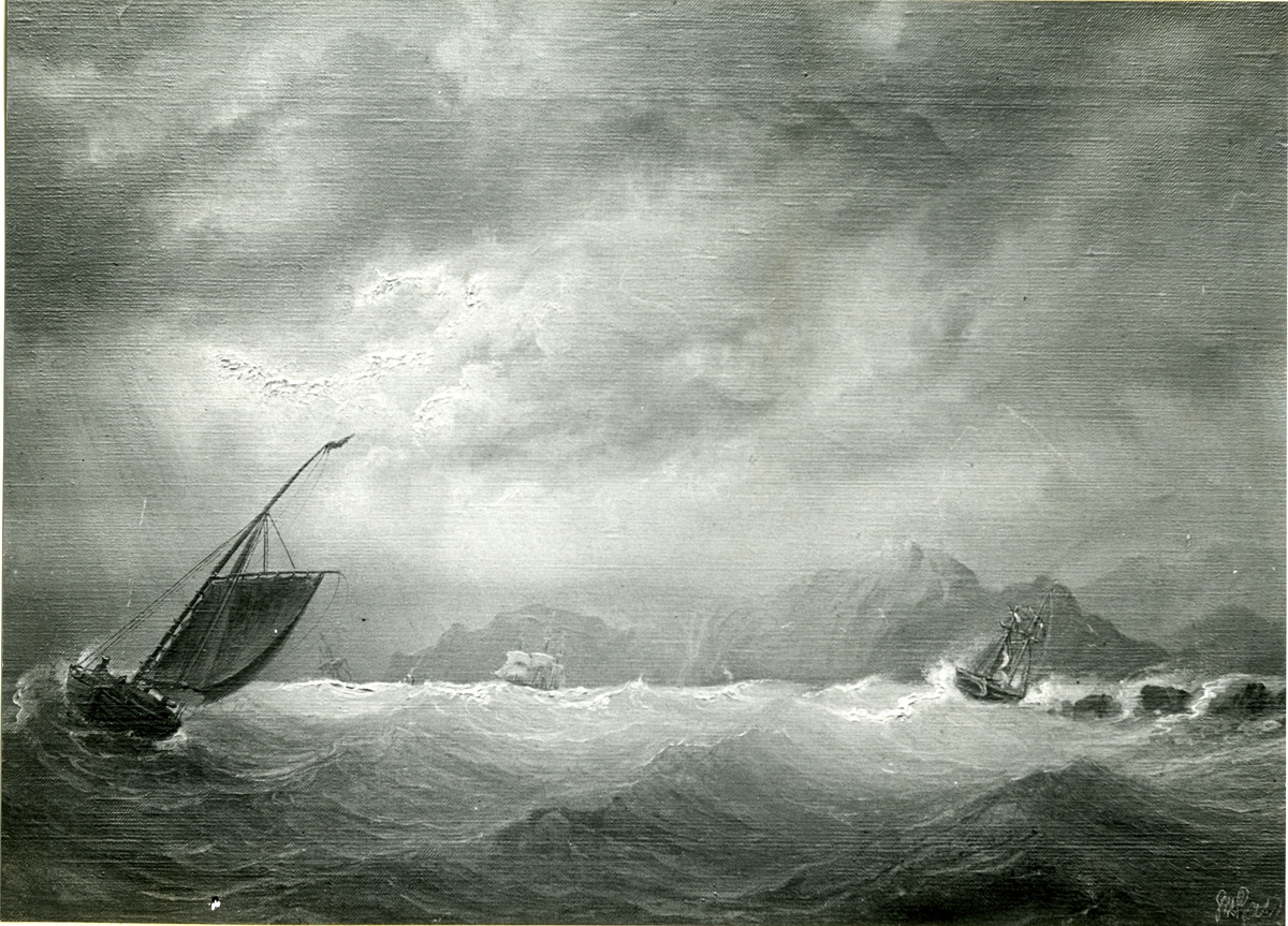 Okänd fotograf, Marin. Oljemålning 1852. Storlek 30 x 43,5 cm.