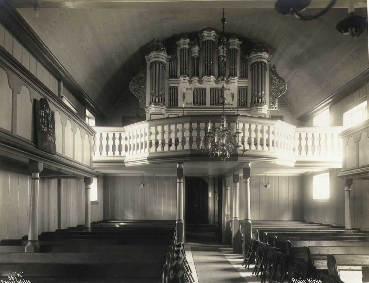 Anders Beer Wilse, Interiør mot orgel, Risør kirke, Risør, Aust-Agder.