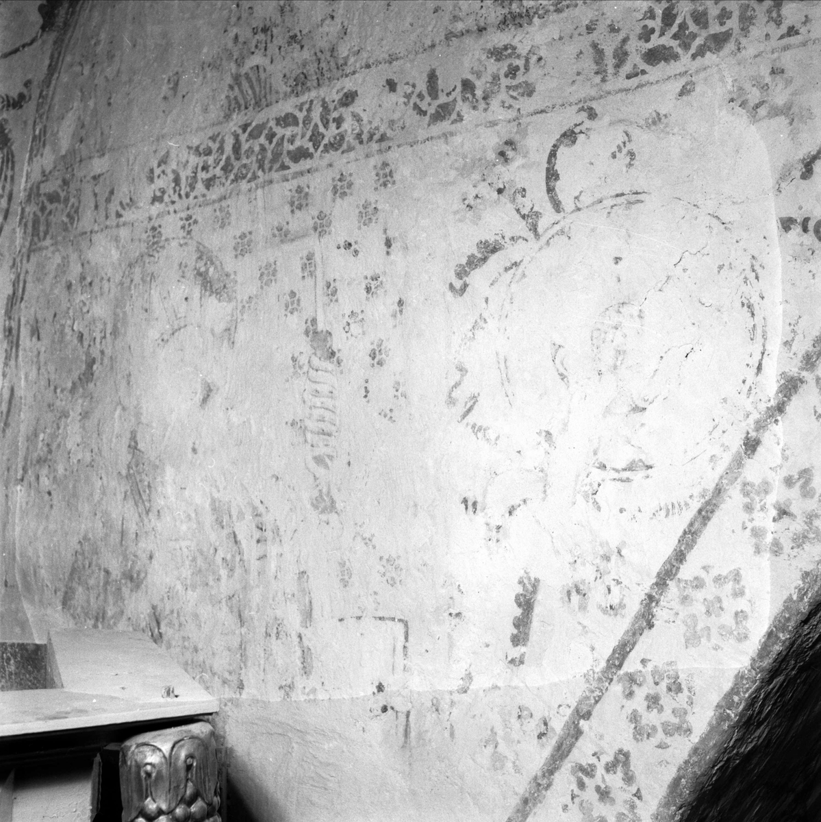 Uppsala-Bild, Lime painting in Börje Church, Börje parish, Uppland 1953