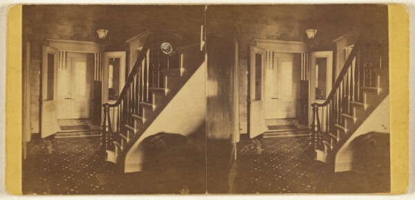 Edward Bierstadt, [Interior view with stairway and door]