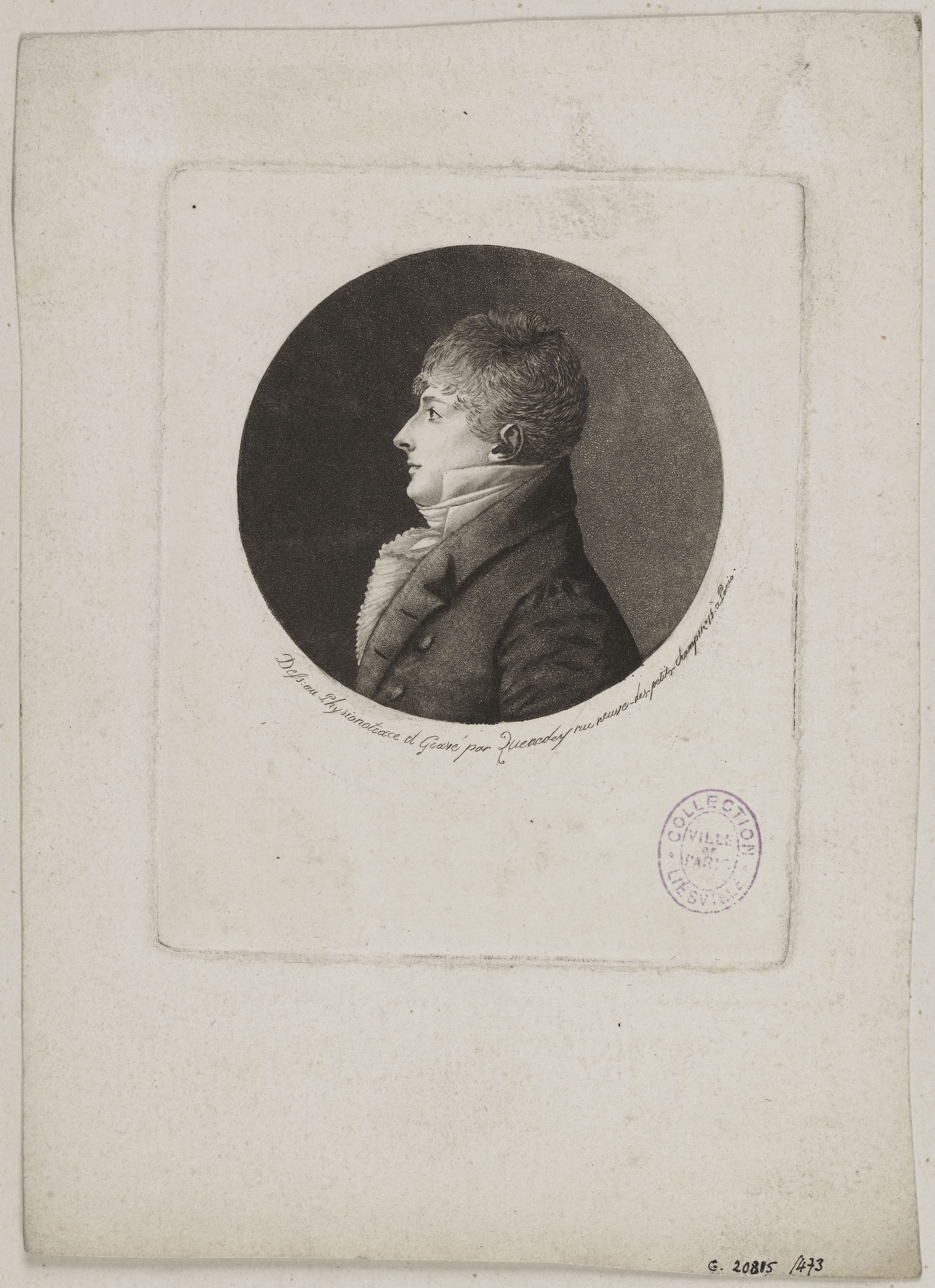 Edmé Quenedey, Portrait d'un homme, fin XVIIIème siècle/début XIXème siècle