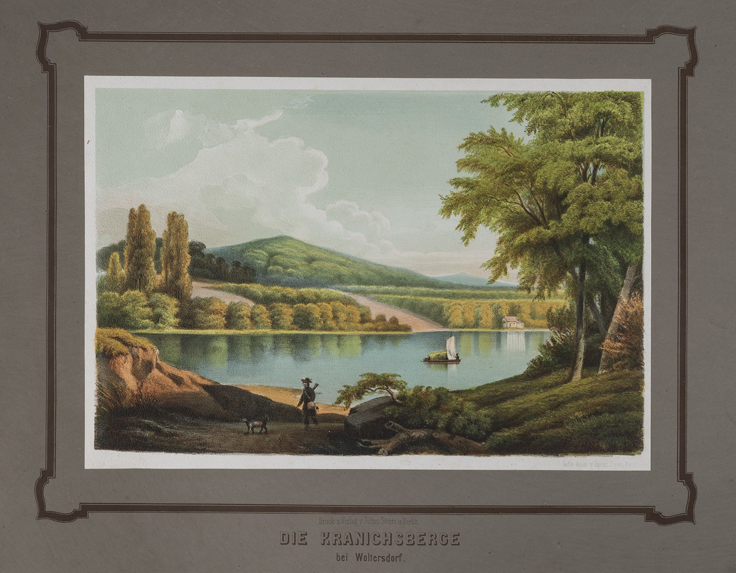 Julius Stentz, Woltersdorf bei Berlin: Kranichsberge über den See (Rüdersdorfer Album, Tafel 2)