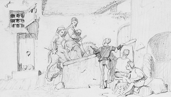 Elihu Vedder, The Fable of the Miller, His Son and the Donkey  No. 5