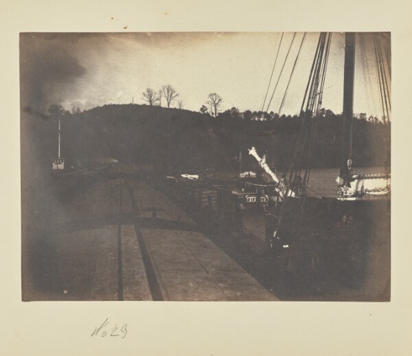 A. J. Russell, [View from the top of a train car at Burnside Wharf]