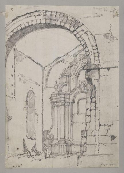 George Chinnery, Large archway in the centre nave of St. Paul's Church, Macao, after it was burnt (December 1835)
