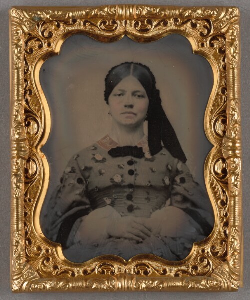 Unknown, [Portrait of a Seated Woman in Bonnet with Ties to the Side]