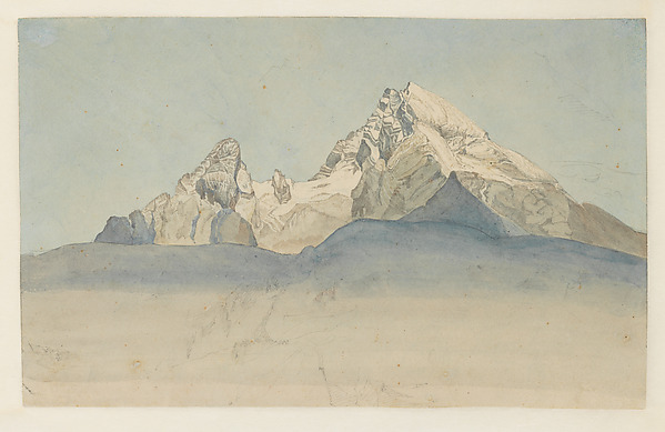 August Heinrich, The Watzmann (recto); Sketch of Sankt Bartholomä on the Königssee (verso)
