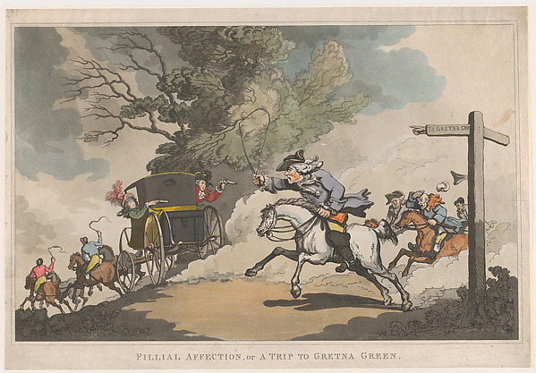 Thomas Rowlandson, Filial Affection, or a Trip to Gretna Green