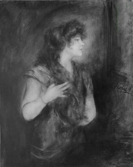 Franz von Lenbach, portrait of a red haired lady