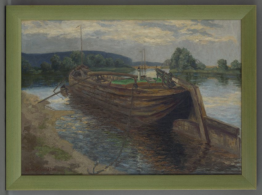 Luise Schmidt, Flusslandschaft mit Kaffenkahn, 1908