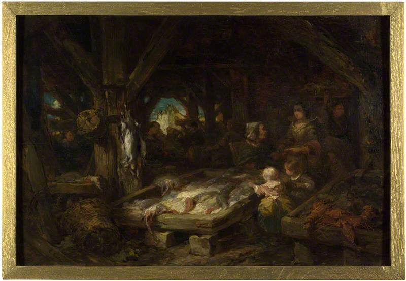 Eugène Isabey, The Fish Market, Dieppe