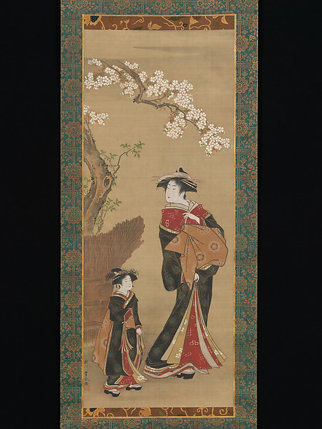 Utagawa Toyoharu, Courtesan and her Attendant under a Cherry 
Tree