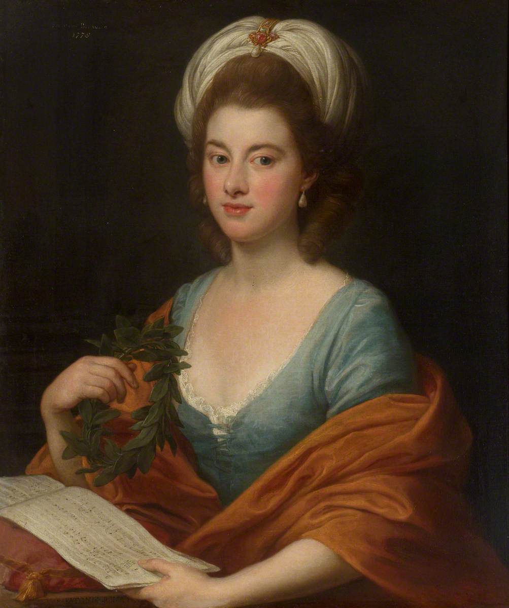 Pompeo Batoni, Miss Frances Lyde Browne holding Music and a Wreath