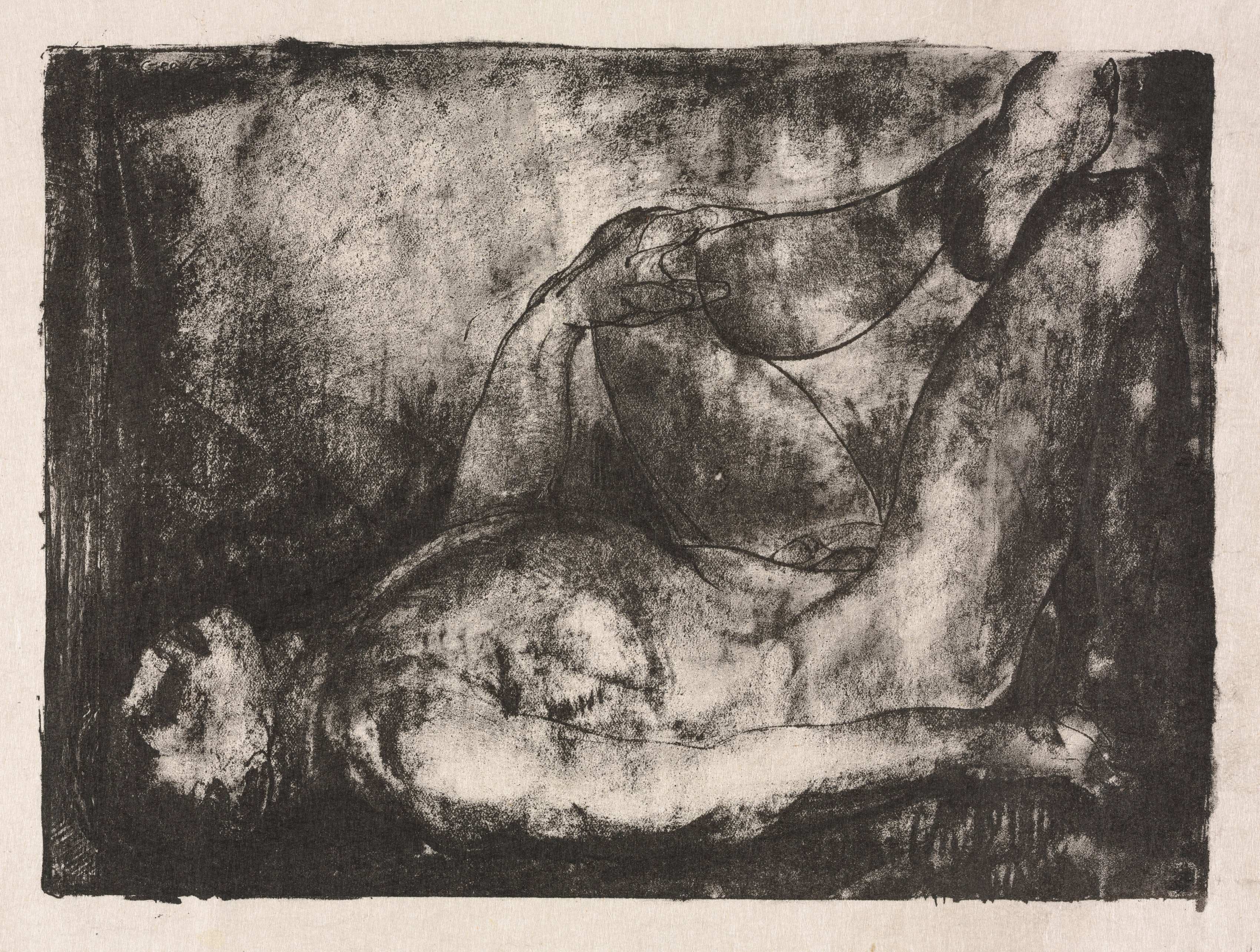 George Bellows, Man on his Back, Nude, Second State