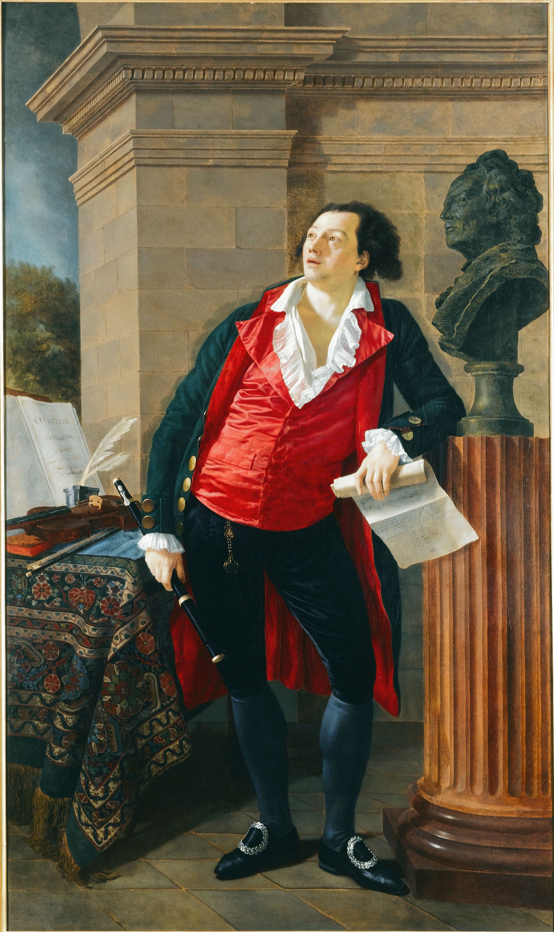 Anonyme, Portrait du citoyen Hesmart, négociant en draps et militaire, devant un buste de Gluck