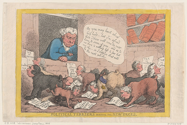 Thomas Rowlandson, Political Terriers Hunting for New Taxes