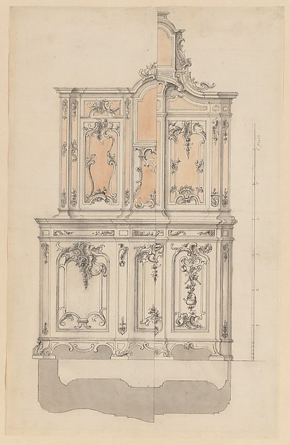 Anonymous, French, 18th century, Design for a Cabinet with an Alternative for the Right Side