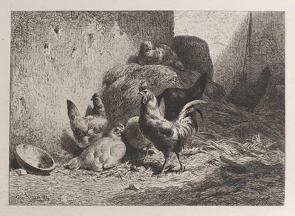 Charles Jacque, Rooster and Hens
