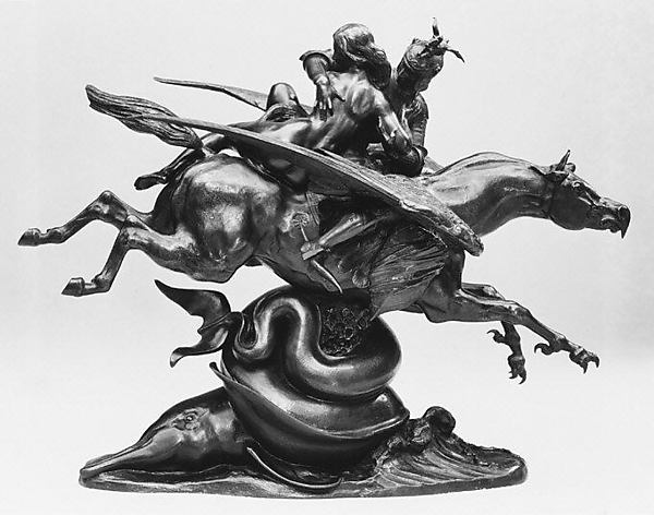 Antoine-Louis Barye, Roger and Angelica Mounted on a Hippogriff (mouth closed, second version)