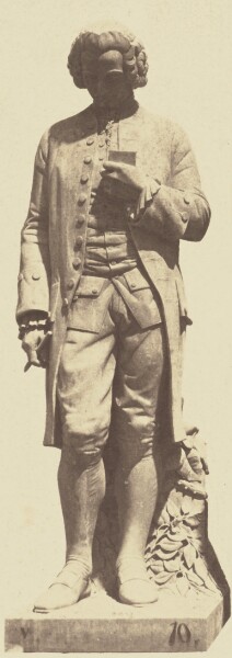 Édouard Baldus, ["Rousseau", Statue by Eugène Farochon, Decoration of the Louvre, Paris]